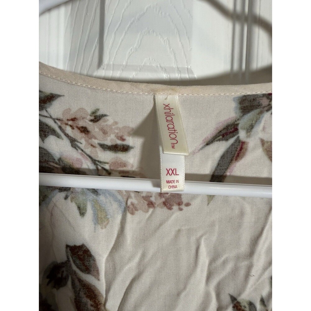 Xhilaration XXL Ivory Floral Maxi Dress Boho Cottagecore Short Sleeve - Picture 4 of 12